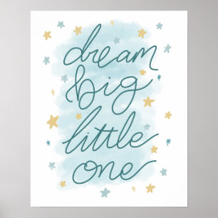 Póster Sueña Grande Pequeño Uno Estrellas Pastel