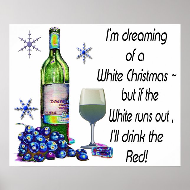 Póster Sueño con Navidades de vino blanco Poster humoríst (Frente)