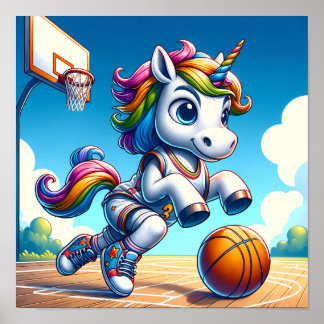 Póster Sueño de aros: Estrella de Básquetbol Rainbow Unic