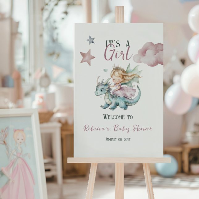 Póster Sueño de Cuento de Hadas Dragón Rosa Fiesta de Beb (Subido por el creador)