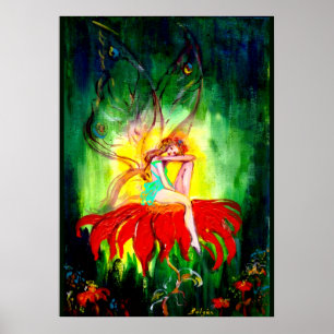 Póster SUEÑO DE HADA EN LA FLOR Fantasía