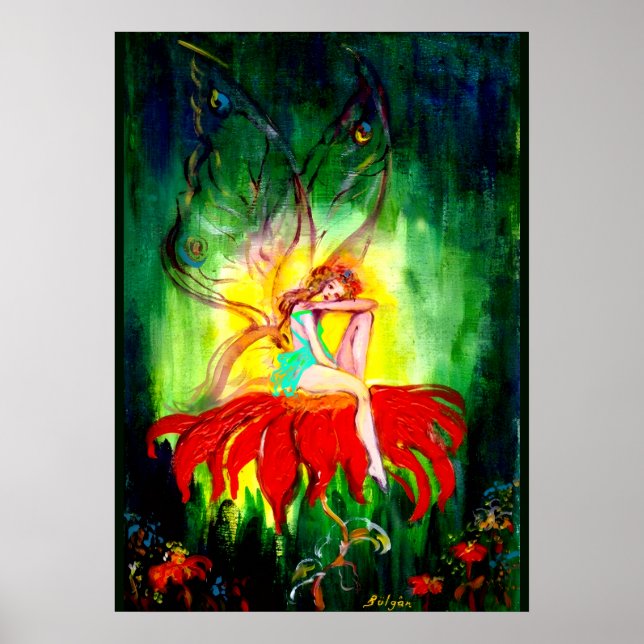Póster SUEÑO DE HADA EN LA FLOR Fantasía (Frente)