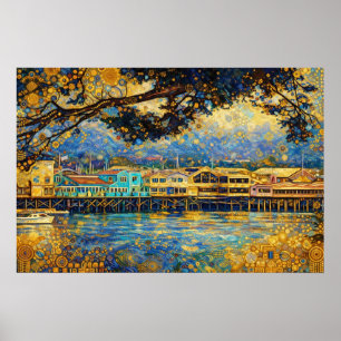 Póster Sueño de la Bahía de Monterey inspirado en Klimt