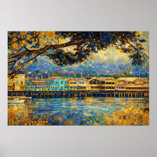 Póster Sueño de la Bahía de Monterey inspirado en Klimt