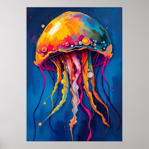 Póster Sueño de medusas arcoiris - lustre oceánico psicod