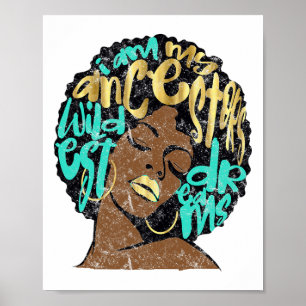 Póster Sueño De Mis Antepasados Reina Afro Negra Vintage