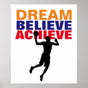 Póster Sueño de motivación cree lograr baloncesto