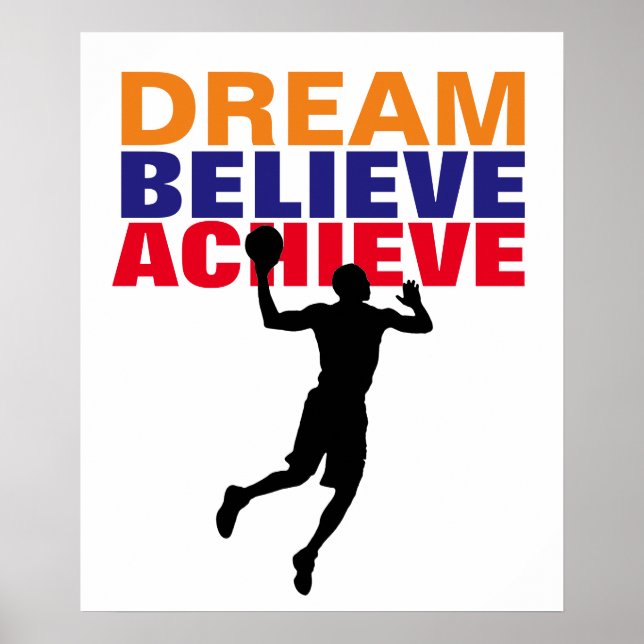 Póster Sueño de motivación cree lograr baloncesto (Frente)