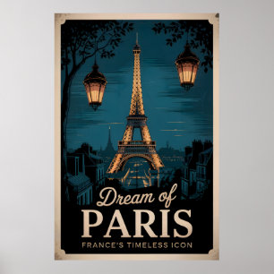 Póster Sueño de París - Poster de la Vieja Torre Eiffel