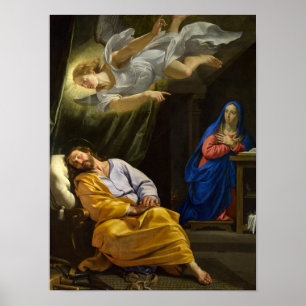 Póster Sueño de San José por Philippe de Champaigne
