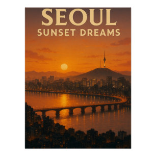 Póster Sueño del atardecer coreano en Seúl - Arte de la l