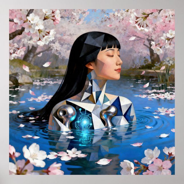 Póster "Sueño digital del agua" - Retrato digital (Frente)
