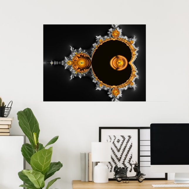 Póster Sueño Dorado. El famoso Mandelbrot Set (Oficina en casa)