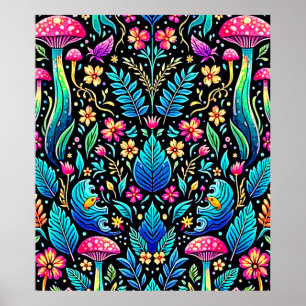 Póster Sueño forestal de hongos encantados