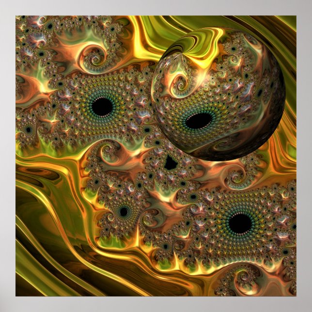 Póster Sueño Fractal de Oro Líquido (Frente)