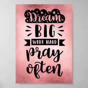 Póster Sueño gran trabajo duro rezar a menudo