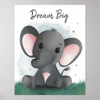 Póster Sueño lindo elefante grande género neutro
