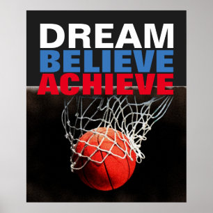 Póster Sueño motivacional creer en lograr baloncesto