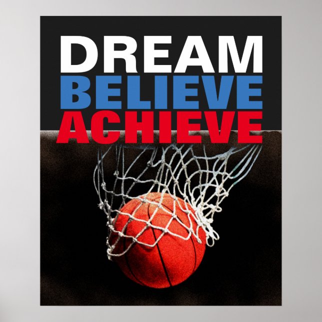 Póster Sueño motivacional creer en lograr baloncesto (Frente)
