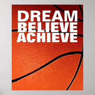 Póster Sueño motivacional creer en lograr baloncesto