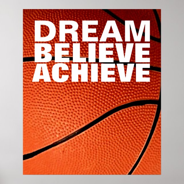 Póster Sueño motivacional creer en lograr baloncesto (Frente)