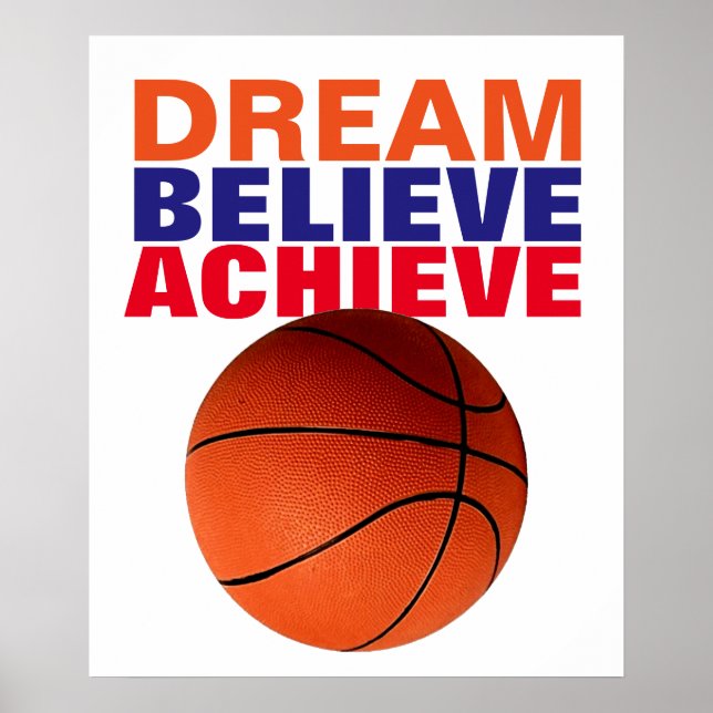 Póster Sueño motivacional creer en lograr baloncesto (Frente)