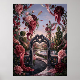 Póster Sueño Surrealista del Jardín de San Valentín
