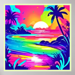 Póster Sueño tropical arcoiris