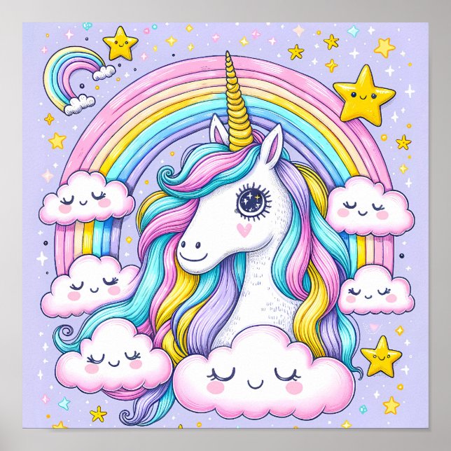 Póster Sueño unicornio arcoiris - Una guardería mágica (Frente)