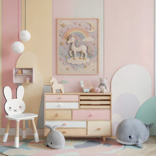Póster Sueño unicornio en Pastel Wonderland