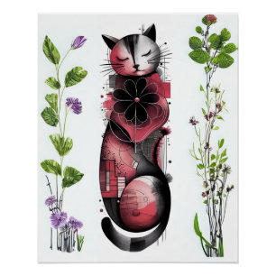 Póster Sueños botánicos y sacudidores - Resumen de gato