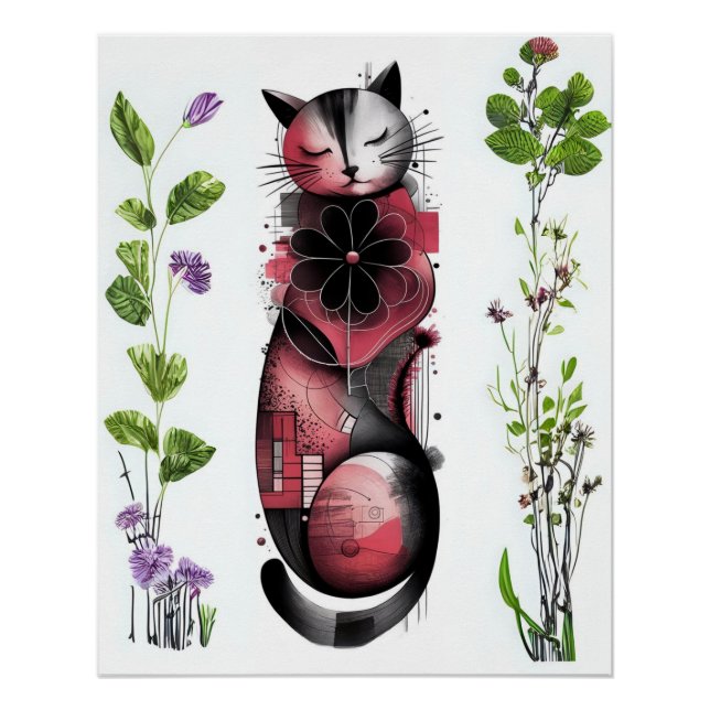 Póster Sueños botánicos y sacudidores - Resumen de gato (Anverso)