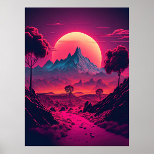 Póster Sueños cósmicos de un horizonte futurista