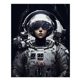 Póster Sueños Cósmicos: Fantasía Retro de Astronauta Chic