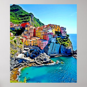 Póster Sueños de acantilado: Los colores de Manarola