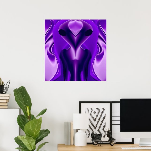 Póster Sueños de arcoíris púrpura en 3D, alienígena (Oficina en casa)