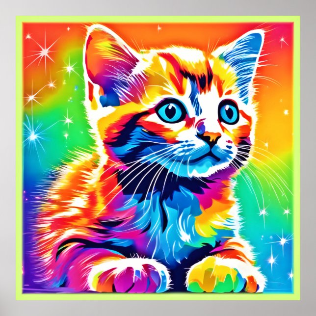 Póster Sueños de gatitos arcoiris (Frente)