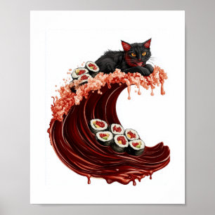 Póster Sueños de gato de sushi - Sabrosa comida japonesa