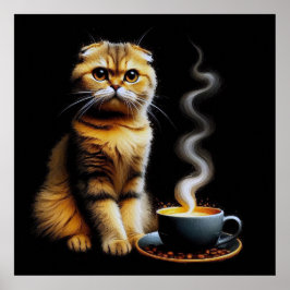 Póster Sueños de gato y café