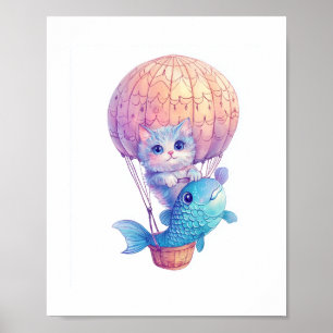 Póster Sueños de gatos espaciales - Graciosa Galaxia Vapo