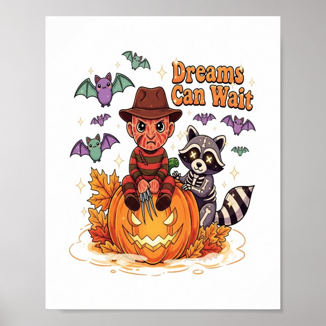Póster Sueños de Halloween Pueden Esperar Horror Monstruo (Frente)