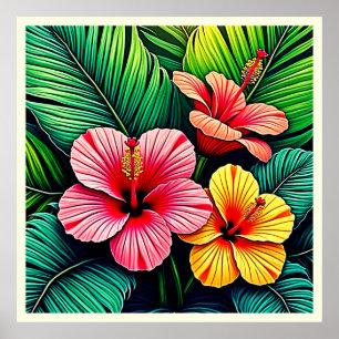 Póster Sueños de jardín de flores exóticas