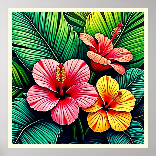 Póster Sueños de jardín de flores exóticas (Frente)