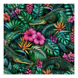 Póster Sueños de Jungla de Cocodrilos Patrón Superficie T