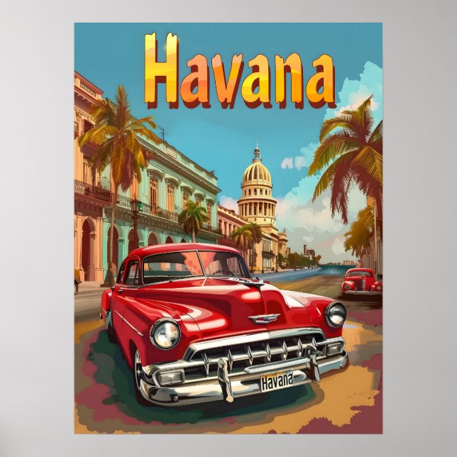 Póster Sueños de La Habana: Un crucero en un auto vintage (Frente)