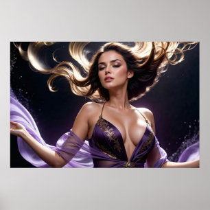 Póster Sueños de la Mujer Atractiva de Aguas Purpúreas 6