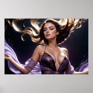 Póster Sueños de la Mujer Atractiva de Aguas Purpúreas 6