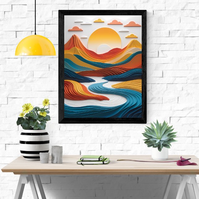 Póster Sueños de papel: Puesta de sol sobre las montañas (Subido por el creador)