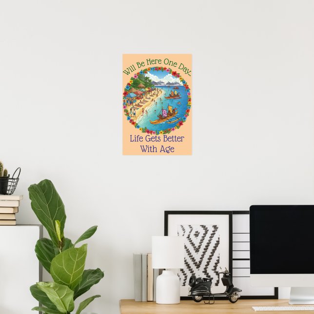 Póster Sueños de Vacaciones Tropicales (Oficina en casa)