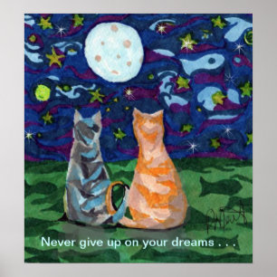 Póster Sueños del gato y Luna Llena